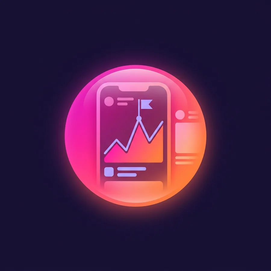 AI ads for Facebook: analyst role icon with a flagged chart spike